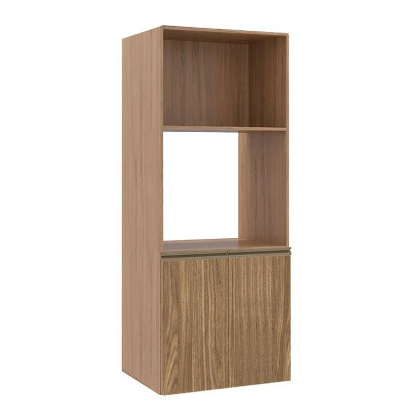 Módulo Torre Quente Micro-Ondas e Forno 172x70x56cm 100% MDF Cozinha Modulada Gold J Robel Hanover/Amendoeira BP