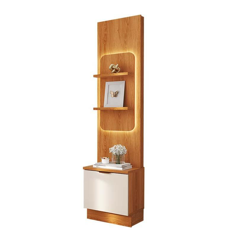 Módulo Torre Estante Com LED 45cm Atenas Lukaliam Jequitiba/Off White