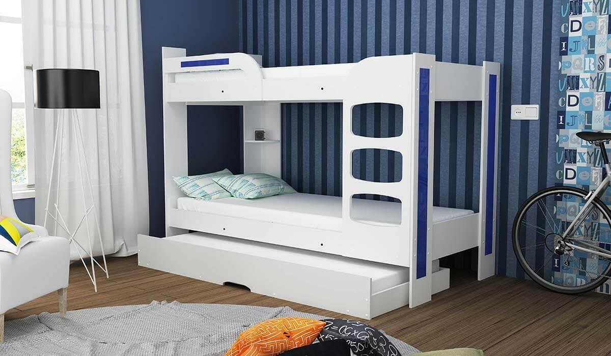 Treliche com Cama Auxiliar 100% MDF Carisma Gelius Branco/Azul