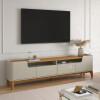 Rack com 160cm Cantos Arredondados 4 portas Para Tv 65 Flip 1.6 Patrimar Off White/Cinamomo