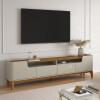 Rack com 160cm Cantos Arredondados 4 portas Para Tv 65 Flip 1.6 Patrimar Off White/Cumaru