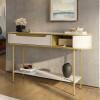Aparador Sala 136cm Pés de Ferro Arredondado 1 Gaveta Atlanta Lukaliam Off White/Dourado