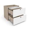 Módulo Balcão 70x68x56cm 2 Gavetas + 1 Gaveta Oculta 100% MDF Cozinha Provence Robel Fendi/Branco Matte