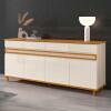 Buffet Sala Jantar Grande 184cm 4 Portas 4 Gavetas Açores EDN Off White/Cedro