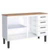 Balcão de Aço Com Tampo Madeira 134x91x52cm 3 Portas 4 Gavetas Juno 140 Cozimax Branco/Jequitiba
