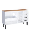 Balcão de Aço Com Tampo Madeira 144x91x52cm 3 Portas 4 Gavetas Juno 150 Cozimax Branco/Jequitiba