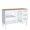 Balcão de Aço Cozinha 144x92x52cm 3 Gavetas Com Tampo Jequitiba Vênus 150 Cozimax Branco