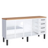 Balcão de Aço Com Tampo Madeira 174x91x52cm 4 Portas 4 Gavetas Juno 180 Cozimax Branco/Jequitiba