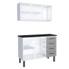Cozinha Completa Balcão de Aço com Tampo Madeira e Armário Aéreo Juno 120 Cozimax Cinza/Preto
