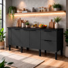 Balcão Buffet Cozinha com Tampo 194x85x51cm Cisne 200 Cozimax Preto/Preto