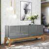 Buffet Balcão Para Sala de Jantar 168cm 4 Portas Amalfi Lukaliam Cinza/Tauari