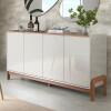 Buffet Balcão 170cm com 4 Portas Pés de Madeira Elegance Lukaliam Off White/Jequitiba