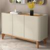 Buffet Balcão 120cm Sala com 3 Portas Flip 1.2 Patrimar Off White/Cinamomo