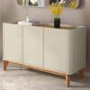 Buffet Balcão 120cm Sala com 3 Portas Flip 1.2 Patrimar Off White/Cumaru