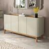 Buffet Balcão 160cm Sala com 4 Portas Flip 1.6 Patrimar Off White/Cinamomo