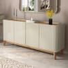 Buffet Balcão 180cm Sala com 4 Portas Flip 1.8 Patrimar Off White/Cinamomo