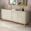 Buffet Balcão 180cm Sala com 4 Portas Flip 1.8 Patrimar Off White/Cumaru