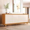 Buffet Sala Jantar 218cm 4 Portas Cantos Arredondado Liv 2.2 EDN Cedro/Off White