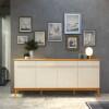 Buffet 190cm Sala Jantar 4 Portas 4 Gavetas Magnum EDN Off White/Cedro