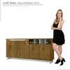 Balcão Buffet Aparador Adega 160cm 4 Portas Munique Lukaliam Canela/Off White