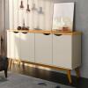 Buffet Aparador 160cm 4 Portas Pés Madeira Prism Patrimar Off White/Cinamomo