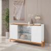 Buffet Cristaleira 1.7 Porta de Vidro Sala de Jantar Bari Casa D Branco/Cedro