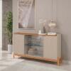 Buffet Cristaleira 1.7 Porta de Vidro Sala de Jantar Bari Casa D Off White/Cedro