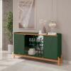 Buffet Cristaleira 1.7 Porta de Vidro Sala de Jantar Bari Casa D Verde/Cedro