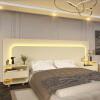 Cabeceira Para Cama Box de Casal Queen e King com 2 Mesas de Cabeceiras Innova Gelius Off White