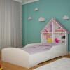 Cama Solteiro Menina Casinha Para Colchão de 88cm Gelius Branco