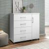 Cômoda Pequena 103cm Com Sapateira 4 Gavetas Belle Lukaliam Branco