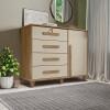 Cômoda com Sapateira 120cm 4 Gavetas Quarto Grécia RV Móveis Cinamomo/Off White