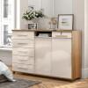 Cômoda Grande Portas de Correr Espelho 176cm Max New Lukaliam Freijo/Off White
