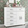Cômoda Sapateira 1 Porta 6 Gavetas 126cm Platina Lukaliam Branco