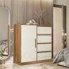 Cômoda Compacta 4 Gavetas Sapateira Rodízios Vênus Lukaliam Freijo/Off White