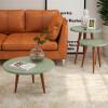 Conjunto com 3 Mesas Apoio Lateral e Centro Redonda Legs Patrimar Verde Alecrim