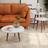 Conjunto com 3 Mesas Apoio Lateral e Centro Redonda Legs Patrimar Branco