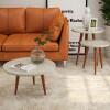 Conjunto com 3 Mesas Apoio Lateral e Centro Redonda Legs Patrimar Off White