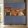 Cozinha Completa 180x200cm Com Adega 7 Portas 2 Gavetas Viena Lukaliam Jequitiba/Azul