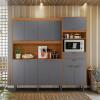 Cozinha Completa 200x200cm 11 Portas 2 Gavetas Bahamas Lukaliam Jequitiba/Cinza