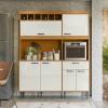 Cozinha Completa 160cm Adega 6 Portas 1 Gaveta Dakota Lukaliam Tauari/Off White