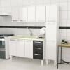 Cozinha Completa de Aço Gabinete Para Pia 140cm com Aéreo e Paneleiro Vênus Cozimax Branco/Preto