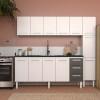 Cozinha de Aço Gabinete Para Pia 200cm com Armário Aéreo Vênus Cozimax Branco/Preto