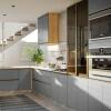 Módulo Armário Aéreo 68x35x34 1 Porta 100% MDF Cozinha Modulada Gold J Robel Hanover/Cinza Matte