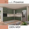 Módulo Armário Aéreo Canto L 88x76x34cm 100% MDF Cozinha Provence Robel Branco/Salvia Matte