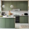 Módulo Armário Aéreo 68x60x34cm 2 Portas 100% MDF Cozinha Modulada Provence Robel Hanover/Salvia Matte