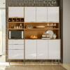 Cozinha Completa 180cm 8 Portas 2 Gaveta Viena Lukaliam Tauari/Off White