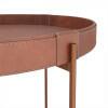 Mesa de Centro Redonda Couro Sintético 60x60x32 Decor Patrimar Marrom