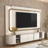 Estante Home Sala 240cm Para TV 75 Pol Atlanta Lukaliam Off White/Dourado