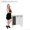 Gabinete Para Banheiro Aço Damasco Com Pés 80 Cozimax Branco/Preto